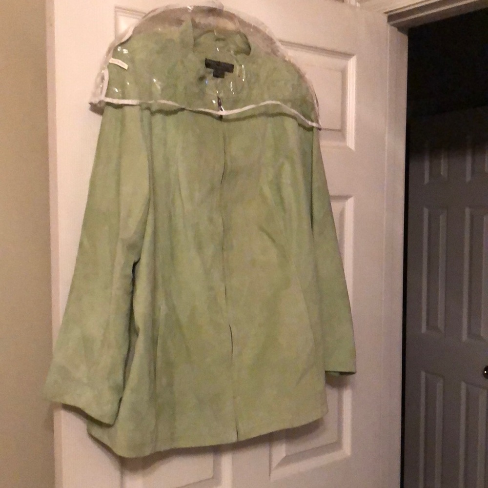 Lime Green long sleeve suede jacket sz 1x